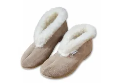Dámské uzavřené pantofle s ovčí vlnou Kapučíno