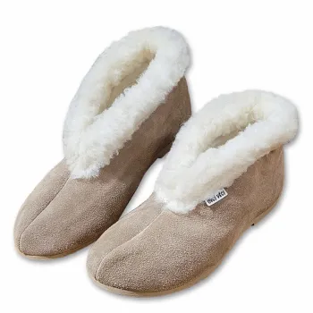 Dámské uzavřené pantofle s ovčí vlnou Kapučíno Dámské uzavřené pantofle s ovčí vlnou Kapučíno