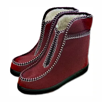 Valašské boty s ovčí vlnou důchodky - vínové Valašské boty s ovčí vlnou důchodky - vínové