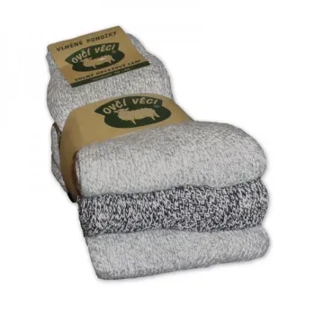 Ponožky z ovčí vlny šedé - sada 3 páry Ponožky z ovčí vlny šedé - sada 3 páry