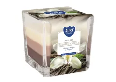 Tříbarevná vonná svíčka ve skle - Vanilla 170 g