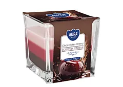 Tříbarevná vonná svíčka ve skle - Chocolate Cherry 170 g