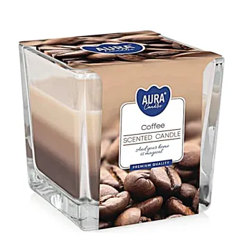 Tříbarevná vonná svíčka ve skle - káva