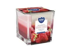 Tříbarevná vonná svíčka ve skle - Strawberry 170 g