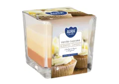 Tříbarevná vonná svíčka ve skle - Vanilla Cupcake 170 g