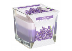Tříbarevná vonná svíčka ve skle - Lavender